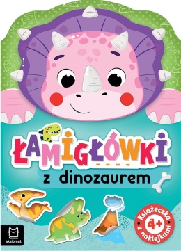Łamigłówki z dinozaurem. Książeczka z naklejkami 4+ Książki dla dzieci