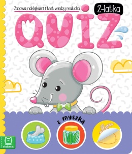 Quiz 2-latka z myszką Zabawa naklejkami i test wiedzy malucha Zadania