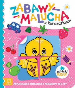 Zabawy malucha z kurczątkiem Aktywizująca książeczka z naklejkami puzzlami