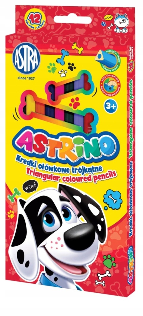 ASTRA Astrino KREDKI OŁÓWKOWE TRÓJKĄTNE 12 kolorów ASTRA Astrino KREDKI OŁÓWKOWE TRÓJKĄTNE 12 kolorów