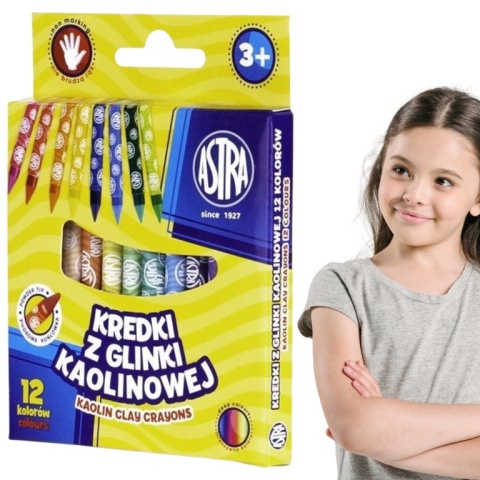 ASTRA KREDKI SZKOLNE GRAFIONOWE z glinki kaolinowej, 12 kolorów ASTRA KREDKI SZKOLNE GRAFIONOWE z glinki kaolinowej, 12 kolorów