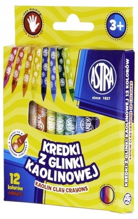 ASTRA KREDKI SZKOLNE GRAFIONOWE z glinki kaolinowej, 12 kolorów ASTRA KREDKI SZKOLNE GRAFIONOWE z glinki kaolinowej, 12 kolorów
