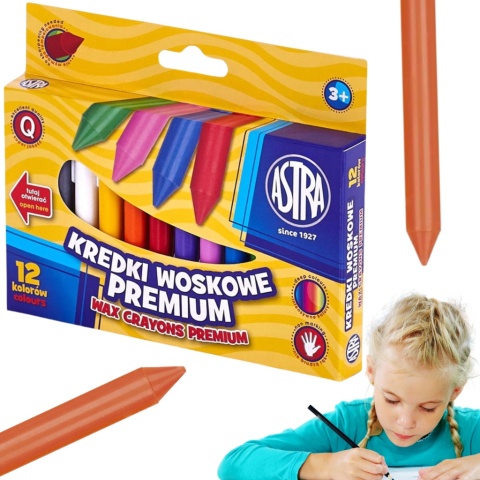 ASTRA KREDKI WOSKOWE 12 KOLORÓW ŚWIECOWE PREMIUM ASTRA KREDKI WOSKOWE 12 KOLORÓW ŚWIECOWE PREMIUM