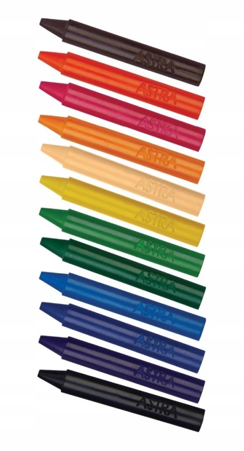 Astra KREDKI ŚWIECOWE SUPER JUMBO 12 kolorów, 14mm grubości, 10cm długości Astra KREDKI ŚWIECOWE SUPER JUMBO 12 kolorów, 14mm grubości, 10cm długości