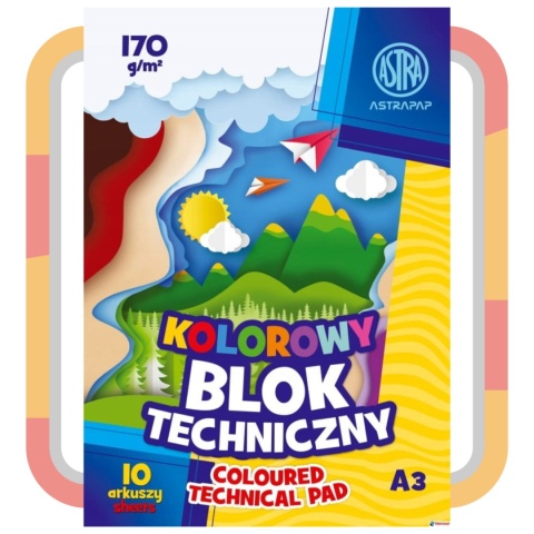 BLOK TECHNICZNY KOLOROWY A3 ASTRA 170G 10 ARKUSZY BLOK TECHNICZNY KOLOROWY A3 ASTRA 170G 10 ARKUSZY