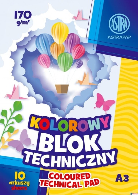 BLOK TECHNICZNY KOLOROWY A3 ASTRA 170G 10 ARKUSZY BLOK TECHNICZNY KOLOROWY A3 ASTRA 170G 10 ARKUSZY