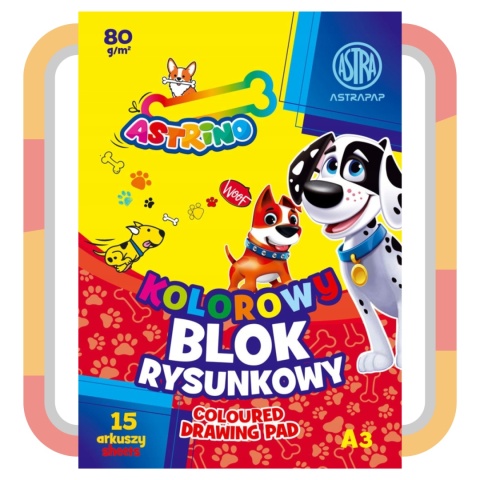 BLOK rysunkowy KOLOROWY A3 80g - 15 arkuszy ASTRA BLOK rysunkowy KOLOROWY A3 80g - 15 arkuszy ASTRA