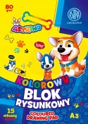 BLOK rysunkowy KOLOROWY A3 80g - 15 arkuszy ASTRA