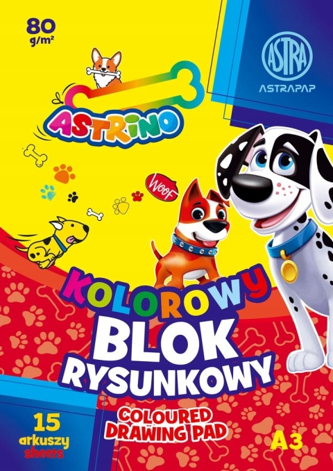 BLOK rysunkowy KOLOROWY A3 80g - 15 arkuszy ASTRA BLOK rysunkowy KOLOROWY A3 80g - 15 arkuszy ASTRA