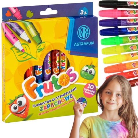 FLAMASTRY MAZAKI ZE STEMPELKAMI ZAPACHOWE OWOCOWE 10 kolorów FRUTOS ASTRA FLAMASTRY MAZAKI ZE STEMPELKAMI ZAPACHOWE OWOCOWE 10 kolorów FRUTOS ASTRA
