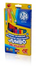 KREDKI OŁÓWKOWE JUMBO DWUSTRONNE TRÓJKĄTNE ASTRA