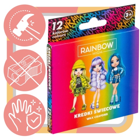 KREDKI ŚWIECOWE 12-KOL RAINBOW HIGH ASTRA KREDKI ŚWIECOWE 12-KOL RAINBOW HIGH ASTRA
