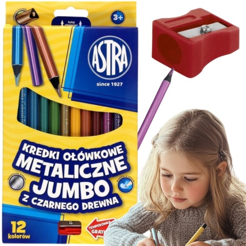 KREDKI SZKOLNE OŁÓWKOWE METAL. JUMBO 12 KOL ASTRA KREDKI SZKOLNE OŁÓWKOWE METAL. JUMBO 12 KOL ASTRA