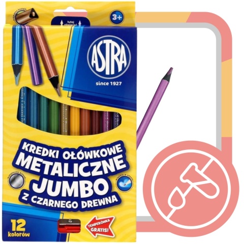 KREDKI SZKOLNE OŁÓWKOWE METAL. JUMBO 12 KOL ASTRA KREDKI SZKOLNE OŁÓWKOWE METAL. JUMBO 12 KOL ASTRA