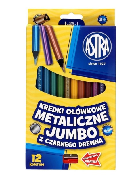 KREDKI SZKOLNE OŁÓWKOWE METAL. JUMBO 12 KOL ASTRA KREDKI SZKOLNE OŁÓWKOWE METAL. JUMBO 12 KOL ASTRA