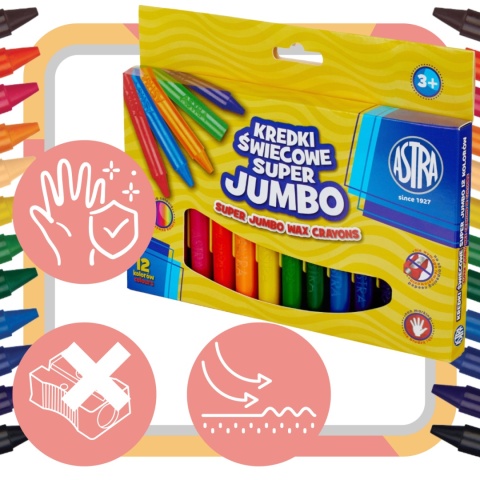 Kredki świecowe Jumbo 8 ASTRA Kredki świecowe Jumbo 8 ASTRA