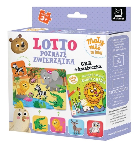 Lotto Poznaję zwierzątka Mały miś to lubi! Gra + książeczka 3+ Kolorowanka