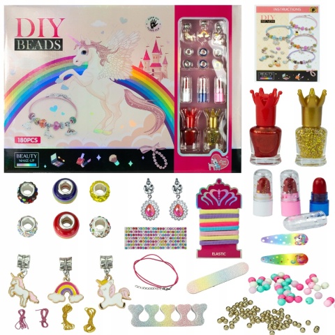 ZESTAW DO ROBIENIA BIŻUTERII BRANSOLETEK DIY KORALIKI CHARMS MAKEUP LAKIERY ZESTAW DO ROBIENIA BIŻUTERII BRANSOLETEK DIY KORALIKI CHARMS MAKEUP LAKIERY