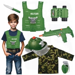 DUŻY XXL ZESTAW WOJSKOWY KAMIZELKA KASK KARABIN PISTOLET LORNETKA GRANAT