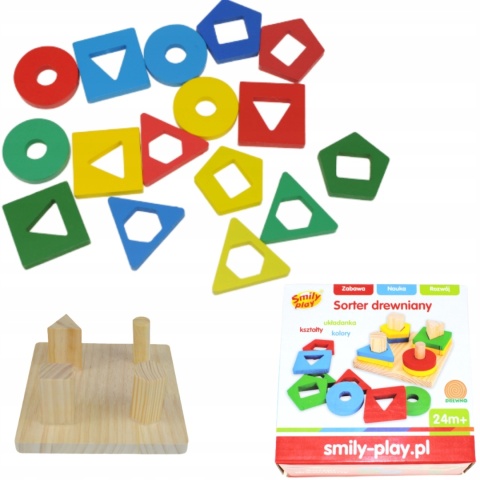 Drewniany sorter klocków UKŁADANKA KSZTAŁTY KOLORY MONTESSORI EDUKACYJNA Drewniany sorter klocków UKŁADANKA KSZTAŁTY KOLORY MONTESSORI EDUKACYJNA