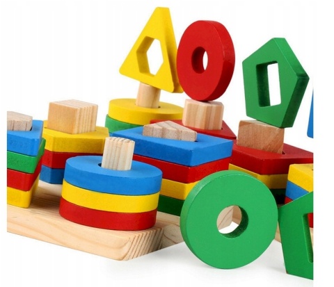 Drewniany sorter klocków UKŁADANKA KSZTAŁTY KOLORY MONTESSORI EDUKACYJNA Drewniany sorter klocków UKŁADANKA KSZTAŁTY KOLORY MONTESSORI EDUKACYJNA