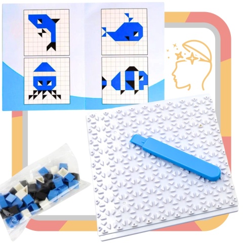 Gra Logiczna Układanka Karty Montessori Tangram Puzzle Klocki Mozaika 59 el Gra Logiczna Układanka Karty Montessori Tangram Puzzle Klocki Mozaika 59 el