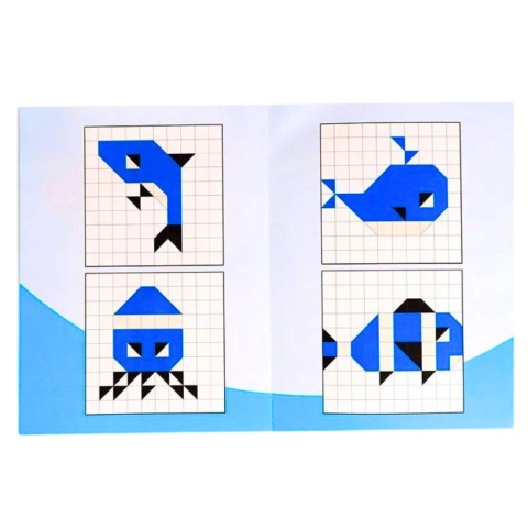 Gra Logiczna Układanka Karty Montessori Tangram Puzzle Klocki Mozaika 59 el Gra Logiczna Układanka Karty Montessori Tangram Puzzle Klocki Mozaika 59 el