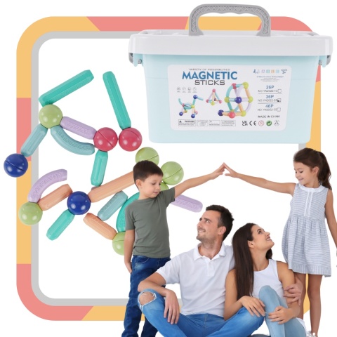 Klocki Magnetyczne Duże Konstrukcyjne Dla Dzieci 36 el Kuferek Kulki Zestaw Klocki Magnetyczne Duże Konstrukcyjne Dla Dzieci 36 el Kuferek Kulki Zestaw