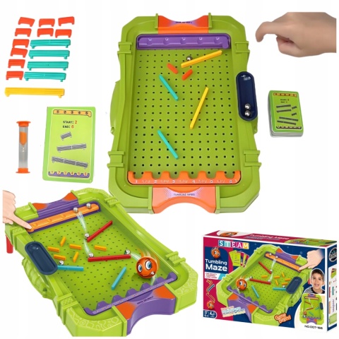 Zestaw Do Gry w Pinball Tworzenie Trasy Klocki Piłka Klepsydra Karty Zestaw Do Gry w Pinball Tworzenie Trasy Klocki Piłka Klepsydra Karty