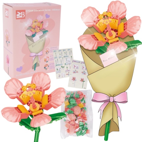 Zestaw Klocki Kwiaty 80 Elementów Hibiskus Instrukcja Składania Prezent Zestaw Klocki Kwiaty 80 Elementów Hibiskus Instrukcja Składania Prezent