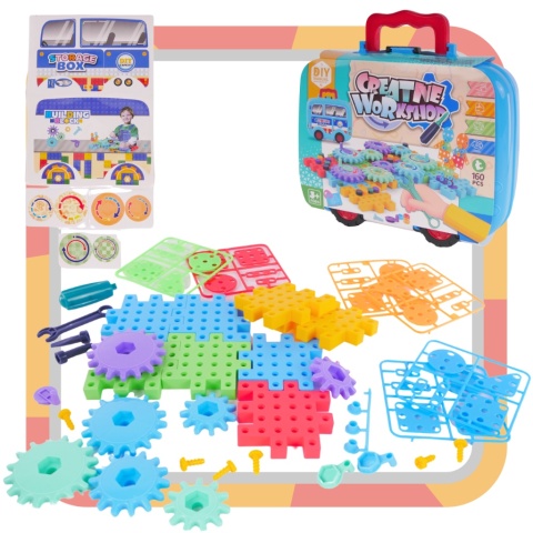 Zestaw Majsterkowicza Walizka Puzzle Montessori Układanka Klocki Śrubki Zestaw Majsterkowicza Walizka Puzzle Montessori Układanka Klocki Śrubki