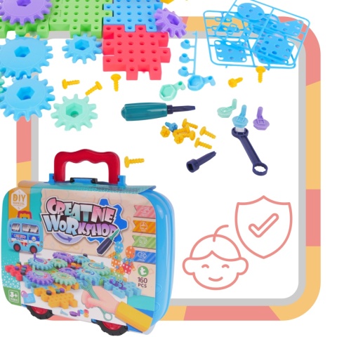 Zestaw Majsterkowicza Walizka Puzzle Montessori Układanka Klocki Śrubki Zestaw Majsterkowicza Walizka Puzzle Montessori Układanka Klocki Śrubki