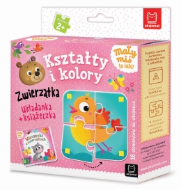 Mały miś to lubi! Kształty i kolory. Zwierzątka. Układanka + książeczka