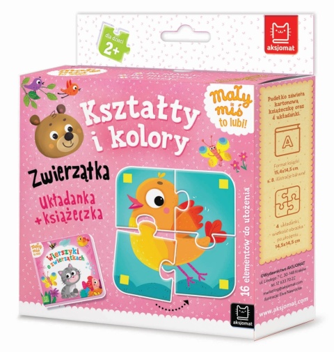 Mały miś to lubi! Kształty i kolory. Zwierzątka. Układanka + książeczka