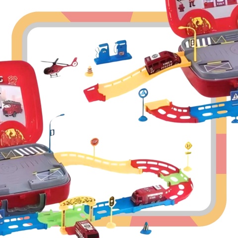 Straż Pożarna Zestaw Walizka Helikopter Pojazdy Parking Znaki Drogowe 44El Straż Pożarna Zestaw Walizka Helikopter Pojazdy Parking Znaki Drogowe 44El