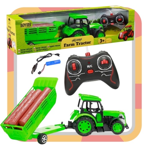 TRAKTOR ZDALNIE STEROWANY CIĄGNIK Z PRZYCZEPĄ NA AKUMULATOR RC AKCESORIA TRAKTOR ZDALNIE STEROWANY CIĄGNIK Z PRZYCZEPĄ NA AKUMULATOR RC AKCESORIA