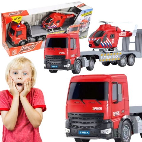 TRANSPORTER SAMOCHODOWY Z HELIKOPTEREM CIĘŻARÓWKA EFEKTY ŚWIETLNE DŹWIĘKOWE TRANSPORTER SAMOCHODOWY Z HELIKOPTEREM CIĘŻARÓWKA EFEKTY ŚWIETLNE DŹWIĘKOWE