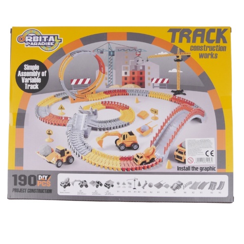Tor Samochodowy Wyścigowy Kolejka Duży Plan Budowy Auto Zestaw Puzzle 190el Tor Samochodowy Wyścigowy Kolejka Duży Plan Budowy Auto Zestaw Puzzle 190el