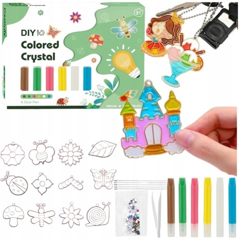 ZESTAW DO ROBIENIA BRELOCZKÓW dla dzieci DIY breloczki 12 szablonów 12 farb ZESTAW DO ROBIENIA BRELOCZKÓW dla dzieci DIY breloczki 12 szablonów 12 farb
