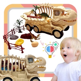 ZESTAW SZKIELET DINOZAURA TRANSPORTER FIGURKI DINOZAURÓW SKAŁY JAJA ZAGRODA