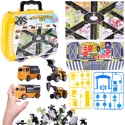 Zestaw Pojazdy Budowlane W Walizce Na Kółkach Miasteczko Plansza Puzzle