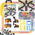 Zestaw Pojazdy Budowlane W Walizce Na Kółkach Miasteczko Plansza Puzzle