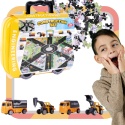 Zestaw Pojazdy Budowlane W Walizce Na Kółkach Miasteczko Plansza Puzzle