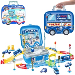Zestaw Policyjny Policja Walizka Helikopter Pojazdy Tor Parking Znaki 44Ele