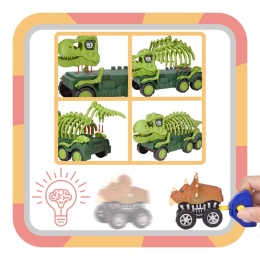 Zestaw Szkielet Dinozaura Interaktywny Transporter Quad Motor Auto Samochód
