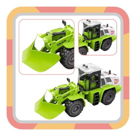 Zielony Pług Śnieżny Efekty Świetlne Ruchome Ramię Traktor Odśnieżarka 1:16 Zielony Pług Śnieżny Efekty Świetlne Ruchome Ramię Traktor Odśnieżarka 1:16