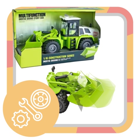 Zielony Pług Śnieżny Efekty Świetlne Ruchome Ramię Traktor Odśnieżarka 1:16 Zielony Pług Śnieżny Efekty Świetlne Ruchome Ramię Traktor Odśnieżarka 1:16
