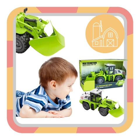 Zielony Pług Śnieżny Efekty Świetlne Ruchome Ramię Traktor Odśnieżarka 1:16 Zielony Pług Śnieżny Efekty Świetlne Ruchome Ramię Traktor Odśnieżarka 1:16