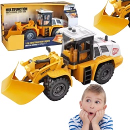 Żółty Pług Śnieżny Efekty Świetlne Ruchome Ramię Traktor Odśnieżarka 1:16