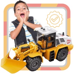 Żółty Pług Śnieżny Efekty Świetlne Ruchome Ramię Traktor Odśnieżarka 1:16